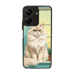 BG AKSESUAR Xiaomi Redmi 13C Uyumlu Mat Siyah Kılıf, Yumuşak Silikon, Koruyucu, Şok Emici, Kedi Tasarımı