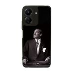 BG AKSESUAR Xiaomi Redmi 13C Uyumlu Mat Siyah Silikon Kılıf, Atatürk Baskılı, Şok Emici Koruyucu Kapak