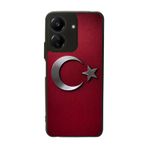 BG AKSESUAR Xiaomi Redmi 13C Uyumlu Türk Bayrağı Baskılı Mat Siyah Silikon Kılıf, Şok Emici Koruyucu Kapak