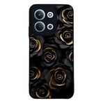 BG AKSESUAR Xiaomi Redmi 15C ile Uyumlu Kılıf, Siyah, Altın Çiçek Deseni, Yumuşak Silikon, Şok Emici
