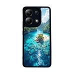 BG AKSESUAR Xiaomi Redmi Note 13 4G ile Uyumlu Deniz Manzarası Baskılı Mat Siyah Silikon Kılıf, Şok Emici Koruyucu Kapak