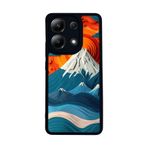 BG AKSESUAR Xiaomi Redmi Note 13 4G ile Uyumlu Manzara Tasarımlı Mat Siyah Silikon Kılıf, Şok Emici Koruyucu Kapak