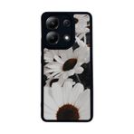 BG AKSESUAR Xiaomi Redmi Note 13 4G ile Uyumlu Mat Siyah Kılıf, Çiçek Deseni, Yumuşak Silikon, Şok Emici