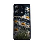 BG AKSESUAR Xiaomi Redmi Note 13 4G ile Uyumlu Mat Siyah Kılıf, Çiçek Desenli, Yumuşak Silikon, Şok Emici