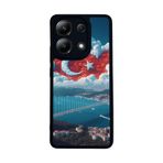 BG AKSESUAR Xiaomi Redmi Note 13 4G ile Uyumlu Mat Siyah Kılıf, Türk Bayrağı Baskılı, Yumuşak Silikon, Şok Emici