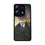 BG AKSESUAR Xiaomi Redmi Note 13 4G ile Uyumlu Mat Siyah Kılıf, Yumuşak Silikon, Koruyucu, Şok Emici Kapak, Atatürk Baskılı
