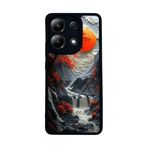 BG AKSESUAR Xiaomi Redmi Note 13 4G ile Uyumlu Mat Siyah Kılıf, Yumuşak Silikon, Koruyucu, Şok Emici Kapak, Manzara Tasarım