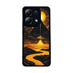 BG AKSESUAR Xiaomi Redmi Note 13 4G ile Uyumlu Mat Siyah Kılıf, Yumuşak Silikon, Koruyucu, Şok Emici, Manzara Tasarım