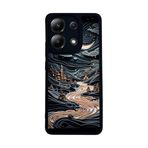 BG AKSESUAR Xiaomi Redmi Note 13 4G ile Uyumlu Mat Siyah Kılıf, Yumuşak Silikon, Manzara Baskılı, Koruyucu, Şok Emici Kapak