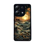 BG AKSESUAR Xiaomi Redmi Note 13 4G ile Uyumlu Mat Siyah Kılıf, Yumuşak Silikon, Manzara Baskılı, Şok Emici Kapak