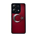 BG AKSESUAR Xiaomi Redmi Note 13 4G ile Uyumlu Türk Bayrağı Baskılı Mat Siyah Silikon Kılıf, Şok Emici Koruyucu Kapak