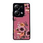 BG AKSESUAR Xiaomi Redmi Note 13 Pro 4G ile Uyumlu Çiçek Desenli Kılıf, Mat Siyah, Yumuşak Silikon, Şok Emici