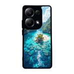 BG AKSESUAR Xiaomi Redmi Note 13 Pro 4G ile Uyumlu Deniz Manzarası Baskılı Mat Siyah Silikon Kılıf, Şok Emici Koruyucu Kapak