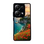 BG AKSESUAR Xiaomi Redmi Note 13 Pro 4G ile Uyumlu Deniz Manzarası Baskılı Mat Siyah Silikon Kılıf
