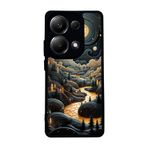 BG AKSESUAR Xiaomi Redmi Note 13 Pro 4G ile Uyumlu Kılıf, Mat Siyah, Manzara Baskılı, Yumuşak Silikon, Şok Emici