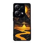 BG AKSESUAR Xiaomi Redmi Note 13 Pro 4G ile Uyumlu Manzara Baskılı Mat Siyah Silikon Kılıf, Şok Emici Koruyucu Kapak