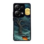 BG AKSESUAR Xiaomi Redmi Note 13 Pro 4G ile Uyumlu Manzara Tasarımlı Mat Siyah Silikon Kılıf, Şok Emici Koruyucu Kapak
