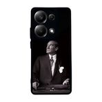 BG AKSESUAR Xiaomi Redmi Note 13 Pro 4G ile Uyumlu Mat Siyah Kılıf, Yumuşak Silikon, Koruyucu, Şok Emici Kapak, Atatürk Baskılı