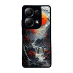 BG AKSESUAR Xiaomi Redmi Note 13 Pro 4G ile Uyumlu Mat Siyah Kılıf, Yumuşak Silikon, Koruyucu, Şok Emici Kapak, Manzara Tasarım