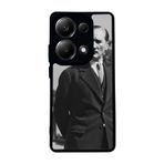 BG AKSESUAR Xiaomi Redmi Note 13 Pro 4G ile Uyumlu Mat Siyah Silikon Kılıf, Atatürk Baskılı, Şok Emici Koruyucu Kapak