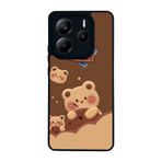 BG AKSESUAR Xiaomi Redmi Note 14 4G ile Uyumlu Baskılı, Mat Siyah, Yumuşak Silikon, Şok Emici, Oyuncak Ayıcık Tasarımı Kapak Kılıf
