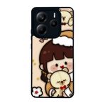 BG AKSESUAR Xiaomi Redmi Note 14 4G ile Uyumlu Baskılı, Mat Siyah, Yumuşak Silikon, Şok Emici, Oyuncak Ayıcık Tasarımı Koruyucu Kılıf
