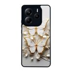 BG AKSESUAR Xiaomi Redmi Note 14 4G ile Uyumlu Yaldız Çiçek Desenli, Mat Siyah, Yumuşak Silikon, Şok Emici Koruyucu Kılıf