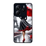 BG AKSESUAR Xiaomi Redmi Note 14 5G ile Uyumlu Baskılı, Mat Siyah, Yumuşak Silikon, Koruyucu, Şok Emici Kapak, Kılıf, Eyfel Manzarası