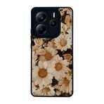 BG AKSESUAR Xiaomi Redmi Note 14 5G ile Uyumlu Kılıf, Mat Siyah, Çiçek Desenli, Yumuşak Silikon, Şok Emici