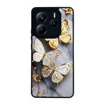 BG AKSESUAR Xiaomi Redmi Note 14 5G ile Uyumlu Yaldız Çiçek Desenli, Mat Siyah, Yumuşak Silikon, Şok Emici Koruyucu Kılıf