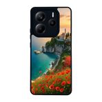 BG AKSESUAR Xiaomi Redmi Note 14 ile Uyumlu Kılıf, Deniz Manzarası Baskılı, Mat Siyah, Yumuşak Silikon, Şok Emici