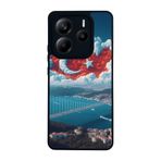 BG AKSESUAR Xiaomi Redmi Note 14 ile Uyumlu Türk Bayrağı Baskılı Mat Siyah Silikon Kılıf, Şok Emici Koruyucu Kapak