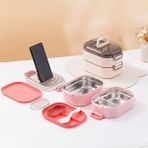 Bg Store Beslenme Kutusu Iki Katlı - Paslanmaz Çelik - 1000ML Yeni Nesi Sefer Tası (Pembe) - 0,5 x 7 cm