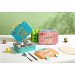 Bg Store Beslenme Kutusu Paslanmaz Çelik - 700 ml 2 Bölmeli Taşıma Kulplu Çocuk Beslenme Kabı (Turuncu) - 0,5 x 7 cm