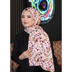 Bg Store Çiçek Desen Beyaz Soft Pamuk Şal Saks