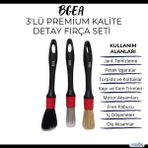 BGEA 3'lü Premium Kalite Detay Fırça Seti, Detay Temizlik Fırçası, Araç Detaylı Temizlik Fırçası, Oto Detay Fırçası, Jant Fırçası