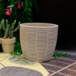BGG Duvar Çizgi Desenli Orkidelik Dekoratif Beton Saksı - Beyaz