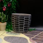 BGG Duvar Çizgi Desenli Orkidelik Dekoratif Beton Saksı - Siyah