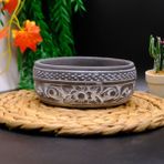 BGG Korint Tarz Dekoratif Beton Saksı - Siyah - Beyaz