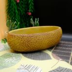 BGG Papatya Motifli Oval Beton Saksı | Daisy Patterned Oval Conc... - Sarı
