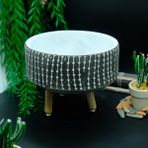 BGG Sarmaşık Motifli Aranjmanlık Dekoratif Beton Saksı - Beyaz - Siyah