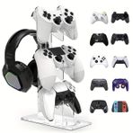 BGGCHEECA LO-L Oyun Denetleyici Tutucu Kulaklık Standı 3 Katmanlı Denetleyici Tutucu ve Kulaklık Standı PS4 PS5 Xbox ONE Switch ile Uyumlu, Denetleyici Standı Oyun Aksesuarları. (Şeffaf)