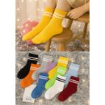 Bgk 10 Çift Çocuk Çember Desenli Soket Çorap -0360-ÇOK Renkli-Çocuk Klasik - 35 - 38