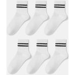 Bgk Unisex 6 Çift Çizgili Tenis Çorap Beyaz