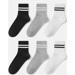 Bgk Unisex 6'lı Çizgili Tenis Çorap Çok Renkli