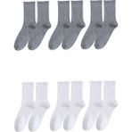 Bgk Unisex 6'lı Düz Tenis Model Çorap Beyaz-Gri Yüksek Lifli Pamuk İplikleri ile Rahatlık - 41 - 45