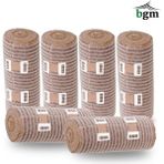 BGM Elastik Bandaj 15 cm -6 Adet- Yüksek Kalite Esneklik ve Dayanıklılık - Krem Rengi