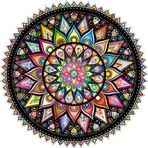 Bgraamiens Yapboz-Geometrik Renkli Mandala-1000 Parça Yaratıcı Geometrik Yuvarlak Mavi Tahta Renkli Mandala Yapboz