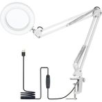 Bgz Store Katlanabilir 8 x Büyüteçli LED Yüz Bakımı Güzellik Tatto LED Masa Lambası 3renk Modu 10 Seviye Işık