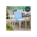 Bhomesconcept 4 Adet 40x40 Cm Mavi Arkalıklı Sandalye Minderi Pamuk Polyester Kumaş İpli Sırtlı Mutfak Ve Bahçe Minderi